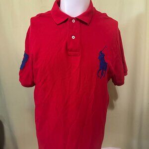 Polo Ralph Lauren Custom Fit Big Pony #3 Men's Red Polo Shirt Size Large